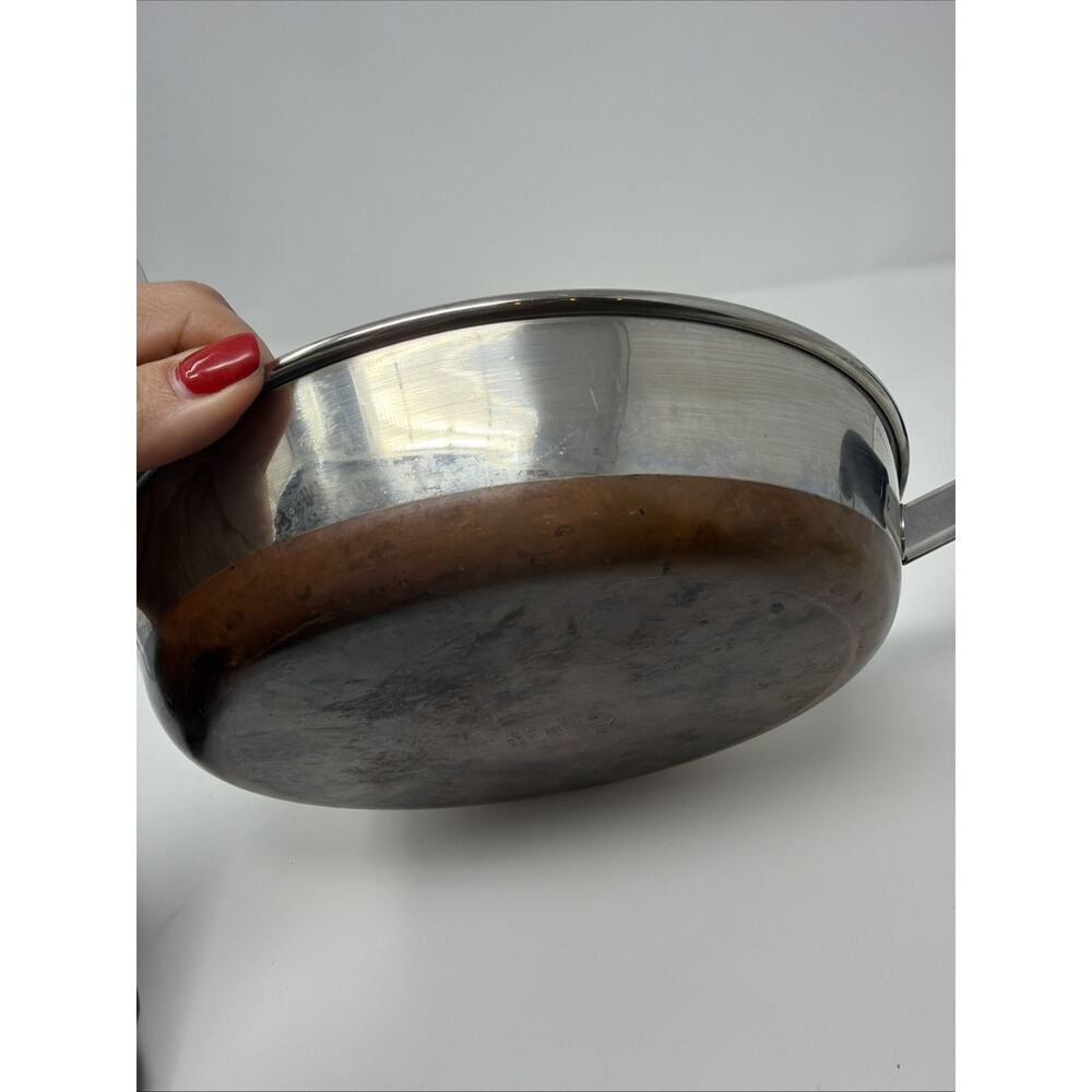 Vintage Revere Ware 9" Skillet Copper Bottom Frying Pan 1801 Clinton, IL USA 88 - Picture 5 of 7